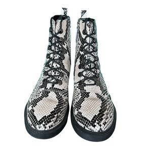 Linea Paolo Trinity Cream Snake Print Women's Leather Combat Boots Size 9